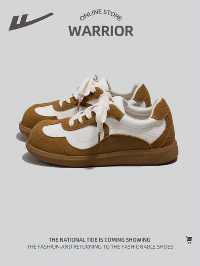 WARRIOR 1 đôi giày bệt nữ buộc dây phối màu tương phản, kiểu dáng thường ngày, thời trang, đa năng, thích hợp cho hoạt động ngoài trời và giải trí.