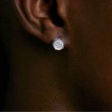 1 Pair Simple & Fashionable Full-Rhinestone Stud Earrings, Luxury Sparkling Rhinestone Earrings, Versatile For Daily Wear - Silver - View 1