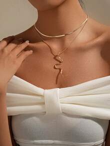 1 Pc Multi-Layer Geometric Animal Snake Chain Alloy Pendant Necklace, Suitable For Daily Wear And Parties, Perfect Gift - layered necklace - View 3