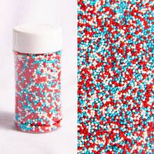 85g/3oz 蛋糕装饰用糖粒，2mm 圆形珍珠，用于冰淇淋、纸杯蛋糕、烘焙、饼干、蛋糕配料，适用于独立日婚礼派对、生日派对、圣诞派对甜点装饰