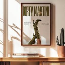 1 Pc, Wall Arts, Vintage Posters, Here We Go! Dirty Martini | Wall Art | Art Print | Home Decor | Martini Print | Cocktail Poster | Bar Decor | | Modern Vintage |, Living Room Decor, Bedroom Decor Aesthetic, Housewarming Gift, Frameless ,Wall Art With Frame - Multicolor - View 3