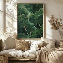 1pc, Wall Arts, Vintage Posters, Sage Green Wall Art - Japandi Wabi-Sabi Poster, Minimalist Forest Print, Nature Style Decor, Zen Home Decor, Living Room Decor, Bedroom Decor Aesthetic, Housewarming Gift, Unframed ,Wall Art With Frame - Multicolor - View 3