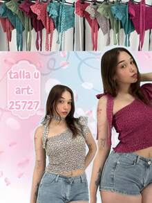 Women's Top With Prints, Casual Daily Wear, For The Summer Beach - 紅白色 - 查看 1