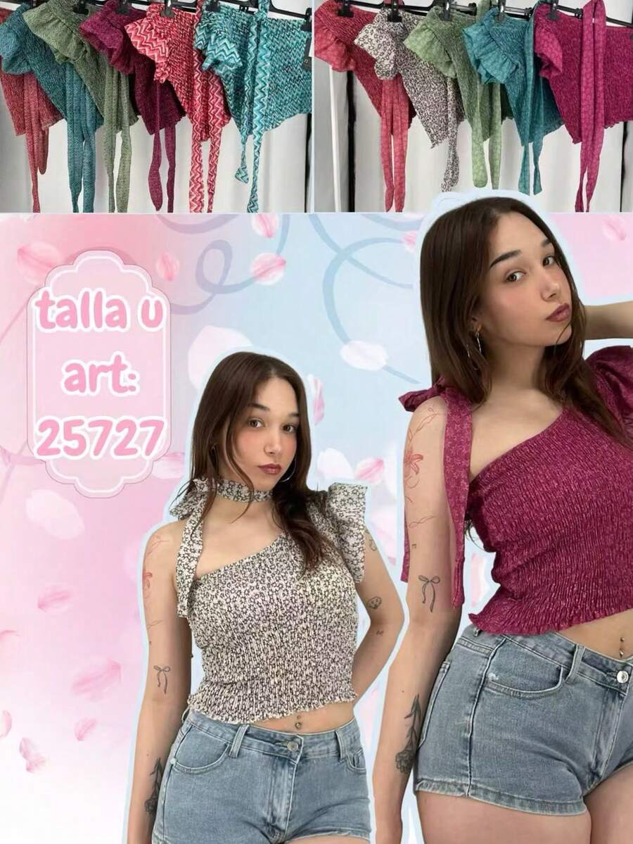 Women's Top With Prints, Casual Daily Wear, For The Summer Beach - 紅白色 - 查看 1