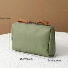 1 pieza Bolsa de maquillaje con cremallera minimalista, práctica y portátil para cosméticos, para viajes, uso al aire libre, artículos esenciales diarios, vacaciones de verano, regreso a la escuela, bolsa para la escuela, bolsa de viaje para mujeres