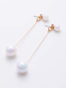 2pcs White Color Glossy Ball Dangle Earrings Ladies Light Luxury Fashion Earrings Winter Gifts - White - View 5