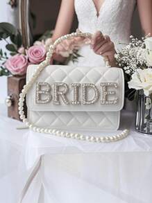 1PC Pearl Bride Clutch Bag Bridal Shower Wedding Engagement Honeymoon Trip Bachelorette Hen Party Decoration Wifey Mrs Gift Present