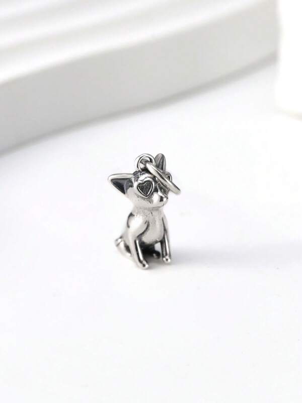 1pc Simple Unique 925 Sterling Silver Little Chihuahua Charm DIY Women Fine Jewelry Gift