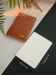 Takeoak 1pc Personalized Name Passport Holder, Customized Gold Letter Combination Faux Crocodile Leather Passport Cover And Pattern Card Holder, Unique Travel Gift - Single Passport Holder - View 6