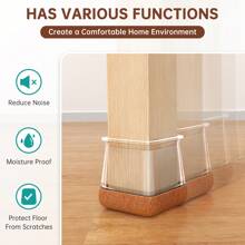 8/16 PCS Chair Leg Floor Protectors, Silicone Felt Chair Leg Caps Cover Furniture Pads For Hardwood Floors, Furniture Sliders For Chair Legs(Square)