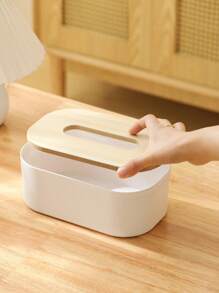 1pc Bamboo Wood Tissue Box, Minimalist Wooden Cover Tissue Box For Home And Car Use, Paper Storage Box.Living Room Desktop Storage, For Hotel/Office For Public Restroom Home Decor, School Supplies Bathroom Accessories Bathroom Organizer Back To School