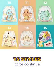pokemon Pokemon Drawstring Pouch Featuring Pikachu And - Cute Storage Bag For Party Favors, Travel And Daily Use, Perfect For Fans