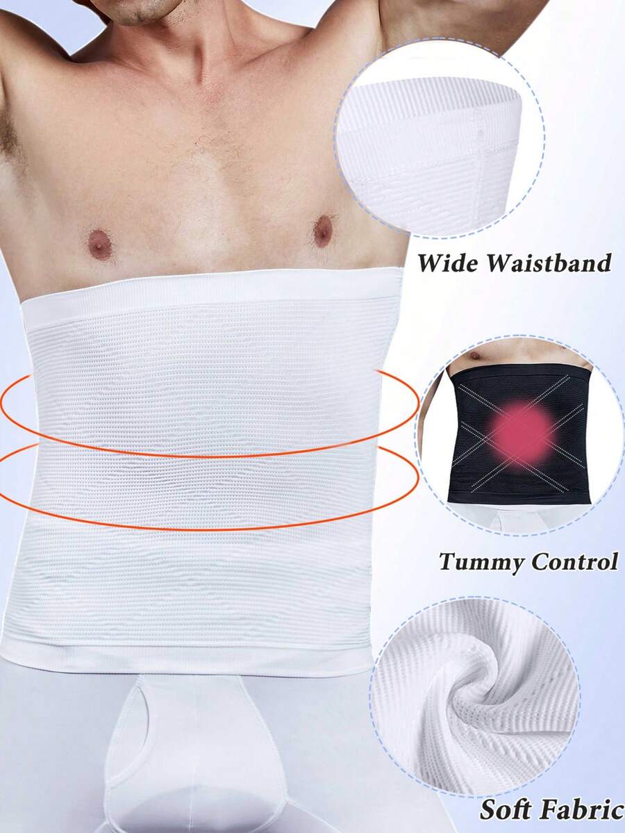 Mens Tummy Control Tuck Compression Belt Body Shaper Seamless Control Slimming Trimmer Waist Trainer - White - View 1