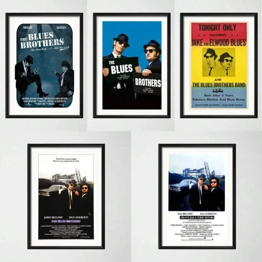 1PC The Blues Brothers Retro Vintage Movie Music Band Art Canvas Poster Classic Wall Decor For Home Office And Living Room Optional Frame