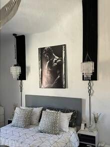 2D平面，圣诞节婚礼新娘房床头彩色装饰现代珠吊灯，3层串珠灯罩，天花板吊坠珠灯罩带亚克力珠宝滴水晶闪光公司庆典派对节日气氛装饰生日庆祝装饰