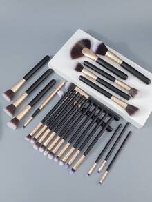 RANCAI 24pcs Black & Gold Makeup Brush Set, Soft Powder Brush, Contour Brush, Blush Brush, Foundation Brush, Eyeshadow Brush, Eyebrow Brush - Multicolor - View 10