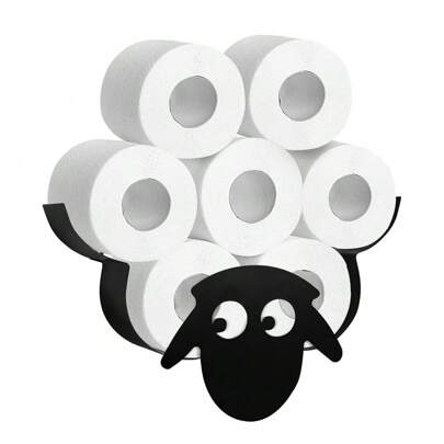 Creative Sheep Toilet Roll Holder Wall-Mounted Metal Tissue Storage Rack Holds Up To 7 Rolls Black Toilet Paper Holder With Animal Design For Bathroom Decoration