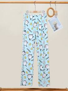 1 pieza Pantalones de pijama de seda de leche con diseño de Hello Kitty de la serie de personajes Sanrio de alta calidad, adecuado para las temporadas de primavera y otoño, con un diseño dulce y lindo que combina la funcionalidad de la ropa casual y de estar en casa. Es una prenda de estar en casa casual que también se puede usar fuera, de vacaciones.