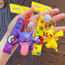 pokemon 1 paquete de llaveros con dibujos animados de anime lindos con pulsera - Encantos de personajes surtidos para cumpleaños, regalos de Navidad, recuerdos de fiesta - Accesorios de bolso para mochilas y equipaje