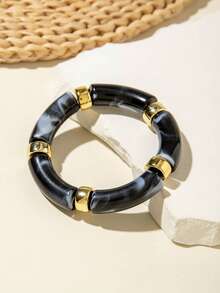 1 件/5 件套时尚简约复古亚克力曲线管和串珠手链，适合日常佩戴、约会、派对、礼物 - 彩色 - 查看 7