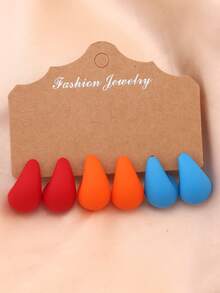 New Arrival Colorful Water Drop Earrings, Fashionable & Elegant Earring Set For Women - Multicolor - View 6