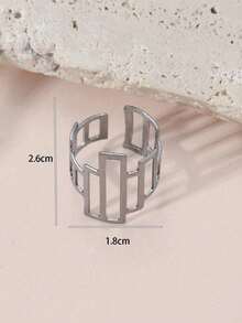 New European And American Fashion Hollow Asymmetrical Square Criss-Cross Finger Ring, Stylish Commuting Personalized Design Mood Ring - Multicolor - View 5