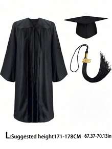 Toge et mortier de remise des diplômes avec poches, gland 2025, convient pour le lycée et l'université, 100% matériaux, mortier neutre mat pour adulte, toge et gland 3 pièces set Halloween