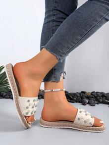 2025 Neue Damen Perlen Ziegel Fairy Style vielseitige Sommer Soft-Boden rutschfeste Sandalen