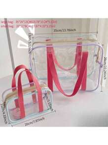 1 peça/2 peças exclusivas de bolsa de maquiagem em PVC transparente, bolsa de gelatina transparente de grande capacidade, bolsa de praia em PVC à prova d'água popular, bolsa de armazenamento transparente para natação, bolsa organizadora para áreas externas