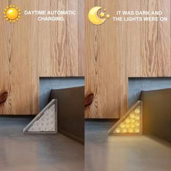 2/4/6/8pcs Outdoor Landscape Stair Lights, Solar Triangle Lights, Warm White Light Optional, Suitable For Patio, Lawn, Garden, Stairs, Street, Courtyard
