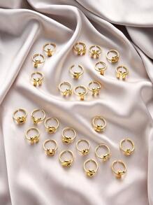 1pc Fashionable Gold 26 Letter A-Z Copper Gold Plated Retro Coin Style Adjustable Ring, Suitable For Women Daily, Beach, Party, Holiday Wear, Gift For Couple And Friends