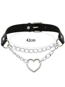 1 pieza Collar con tachuelas de estilo punk rock de PU, gargantilla gótica