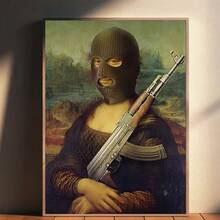 1 pieza, Arte de pared de la Mona Lisa, parodia vibrante y de moda de decoración de pinturas famosas, estilo estético universitario interesante, impresión de póster vintage en lienzo, pintura de lienzo minimalista, apto para decoración del hogar, carrito de bar, cafetería, patio, club, sala de música, regalo de cumpleaños, sala de estar, dormitorio, oficina en casa, cocina, decoración del baño, el regalo perfecto para tus amigos, regalo de decoración de pared de 20*28 pulgadas, sin marco - A - Ver 13