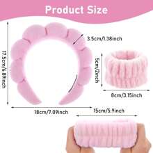 1 Face Washing Headband/2 Face Washing Wrist Straps/3 Set Of Hydrotherapy Headbands, Makeup Headbands, Face Washing Headbands, Skincare Headbands, Pink Velvet Fluffy Sponge Headbands, Bows, Bubbles, Hydrotherapy Headbands, Wristbands, Set Of Women's And Girls' Hair Accessories