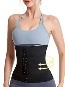 1pc Women's Waist Trainer, Waist Cincher, Sports Waist Belt, Waist Trimmer, Waist Slimming Belt, Abdominal Trainer, Compression Waist Trainer With Boning Support, Suitable For Women Chest Shaping, Abdominal Control, Segmented Waist Contraction, Fitness Waist Belt - Black - View 3