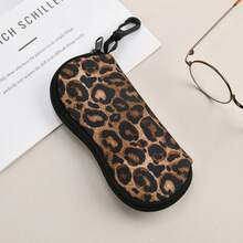 1pc Fashionable Leopard Print/Pet Design Zipper Eyeglass Case - Lightweight, Waterproof Chloroprene Rubber, Multipurpose Storage For Glasses & Accessories, Accessory Keeper | Leopard Print Exterior | Zipper Closure, Eyeglass Case - A - View 14