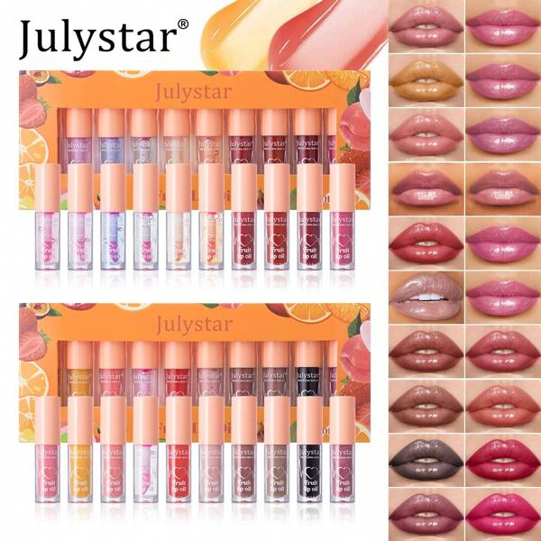 Julystar Conjunto de 10 Cores de Gloss Labial Hidratante e Brilhante, Frutado, Natural e de Longa Duração