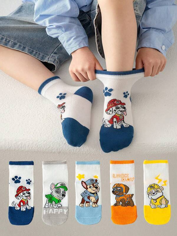Paw Patrol 5/10 Paar Kinder Ganzjahres Jungen Kurze Socken, süße Cartoon Hunde Kapitän Schüler Socken