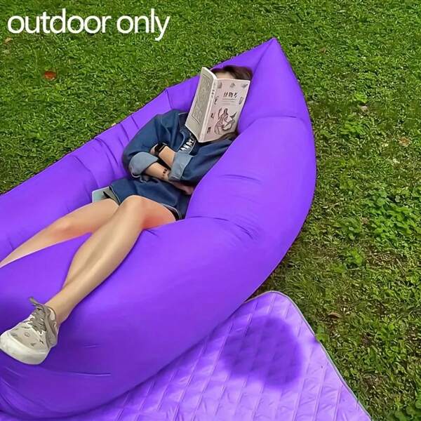 Sofá inflable para exteriores - Portátil, plegable, de tela de poliéster para acampar, la playa o relajarse en el patio trasero - Incluye bolsa de almacenamiento - Perfecto para vacaciones y reuniones al aire libre