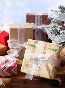 1 pezzo di nastro in organza trasparente, nastro bianco per pacchi regalo per matrimoni, docce nuziali, compleanni, anniversari, per incartare profumo di fiori, forniture per feste