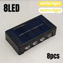 1/2/4/6 piezas Luces solares de pared de 10 LED, iluminación hacia arriba y hacia abajo para ambiente en exteriores, patio, jardín, sendero, decoración de pared