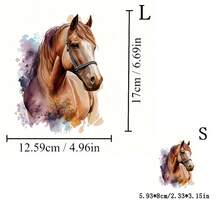 1 peça/2 peças/3 peças Patches de Transferência de Calor de Cavalo Correndo em Aquarela, Adesivos Laváveis DIY Adequados para Camisetas, Denim, Moletons, Sacolas, Almofadas - Multicolorido - Visão 3