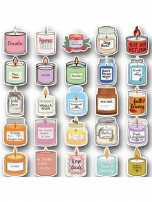SCXXBSW 50pcs Candle Aromatherapy Cartoon Graffiti Stickers Decorative Handbooks Water Cups Notebook Luggage Waterproof Stickers - Multicolor - View 12