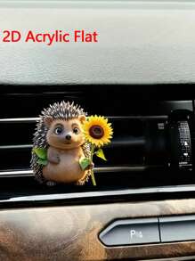1pc 2D Cute Hedgehog & Sunflower/Cute Monkey Car Air Vent Clip, Fragrant Air Freshener, Beautiful Interior Decoration, Fashionable Car Accessory