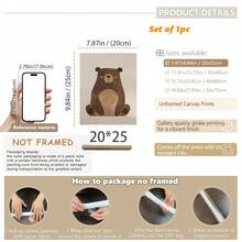 Cute Bear 1 Or 3 Nursery Wall Art Set: 3 PiecesForest Theme Nursery Decor With Hand Painted Brown Bears And Blush - Unisex Scandinavian Nursery Prints - Multicolor - View 21
