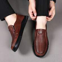 Men's Business Casual Lace-Up Leather Shoes, Anti-Slip Wear-Resistant Breathable Formal Dress Shoes For Wedding