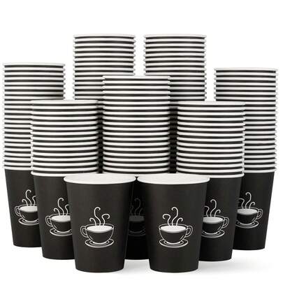 10pcs/20pcs/30pcs/60pcs 9oz Black Paper Coffee Cups, Disposable Paper Cups Suitable For Hot Drinks, Water, Tea, For Cafes, Offices And Events