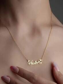 One Personalized Football Pendant Necklace - Stainless Steel Custom Engraved Bohemian Style Jewelry Gift, Exclusive For Sports Lovers And Football Fans, Everyday Jewelry, Elegant Accessories, Letter Necklace - Multicolor - View 2