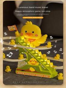 1 Set di giocattoli per bambini con forma a becco d'anatra per arrampicarsi su palline e scivolate, luci di deodorante e musica per la gravità, adatti come regali di nascita per i bambini e giocattoli educativi - Multicolore - Visualizzare 3