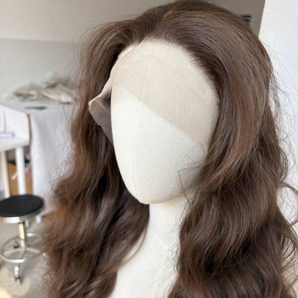 13X4 Inch Large Area HD Lace Frontal Wigs Heat Resistant Hair Daily Wear Soft Light Brown Long Wavy Women